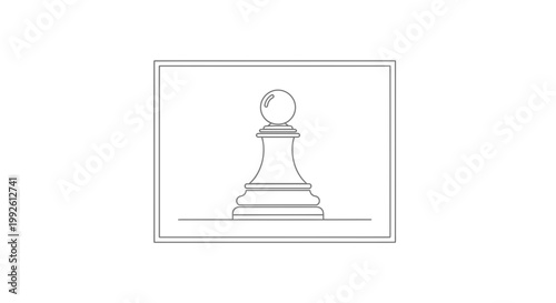 Minimalist Chess Pawn Line Art, Strategy Concept, Single Piece on White Background