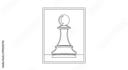 Minimalist Chess Pawn Outline Icon, Single Line Art, Strategy Game Piece