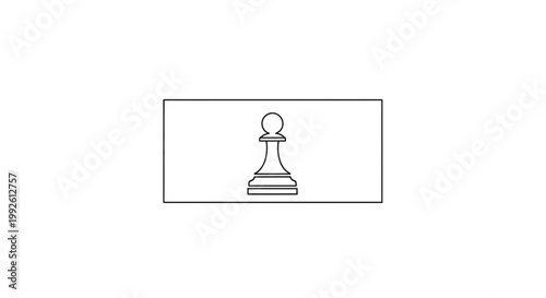 Minimalist chess pawn silhouette on a white background, strategic game piece outline