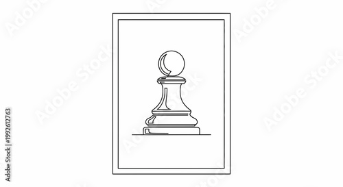 Minimalist Chess Pawn Silhouette on White Background - Strategy Game Piece