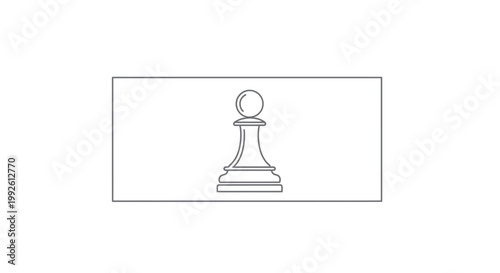 Minimalist Chess Pawn Silhouette on White Background - Strategic Game Piece Icon