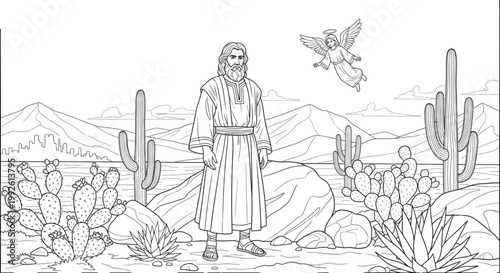 Desert Visionary Guided by Angel Inspiring Hope and Revelation for Spiritual Growth and Transformation