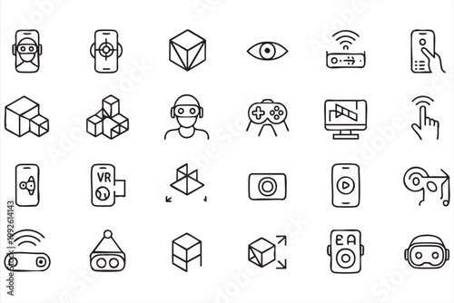 AR VR Immersive Technology Interface Icon Collection