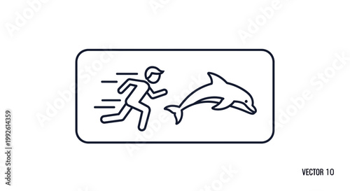Man Chasing Dolphin Icon