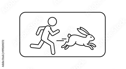 Man Chasing Rabbit Icon