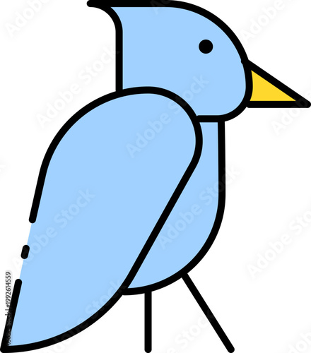 A simple, clean, and modern illustration of a light blue bird with a yellow beak, perfect for logos and graphic design