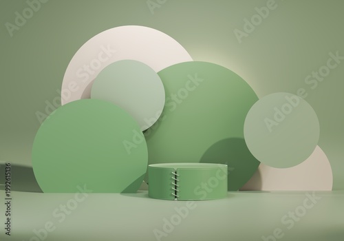 Minimal scene with podium and abstract background. Pastel blue and white colors scene. Trendy 3d render for social media banners, promotion, cosmetic product show. Geometric shapes interior.