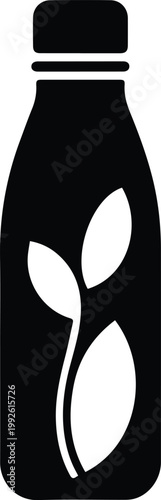 Minimalist black reusable glass water bottle silhouette vector icon