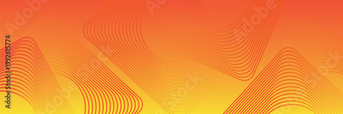 Abstract Orange and Yellow Gradient Banner with Geometric Linear Shapes and Modern Wave Patterns. Vector Eps 10