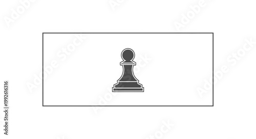 Chess Pawn Silhouette Icon, Minimalist Black and White Strategy Game Piece
