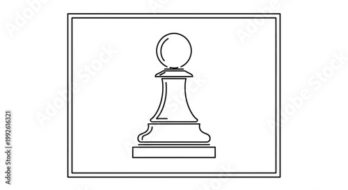 Chess Pawn Silhouette Icon, Strategy Game Piece, Black and White Vector Art