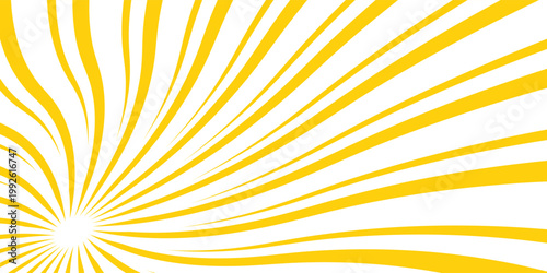 Yellow abstract background with light of sunburst. yellow starburst with halftone. sun ray retro background with flash