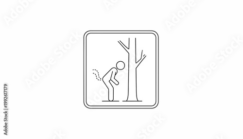 Man peeing behind tree icon