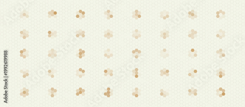 Abstract hexagonal pattern featuring brown geometric shapes on a light cream background.