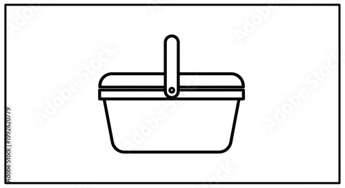Simple Line Art Icon of a Picnic Basket