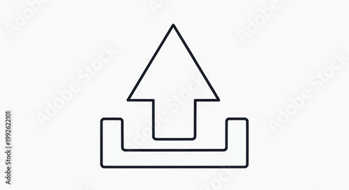 A simple line drawing depicts an upward-pointing arrow emerging from a rectangular object.