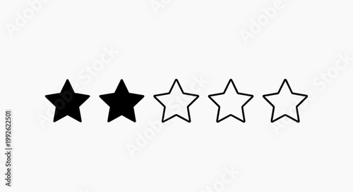 A graphic illustration of black and white star shapes arranged in a row