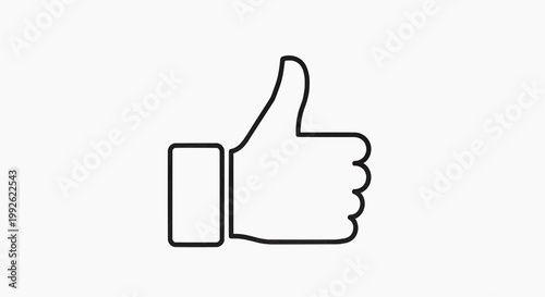 Modern positive feedback icon, depicting a hand with an upward-pointing thumb, symbolizing approval, liking, agreement, and success in digital and social media contexts for web and app interfaces