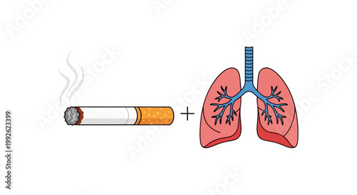 Illustration of a cigarette and lungs, symbolizing the harmful effects of smoking on respiratory health