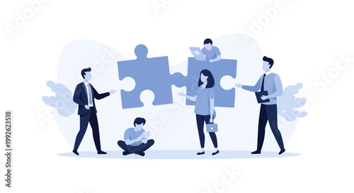 Teamwork and Collaboration Connecting Puzzle Pieces for Business Success and Strategic Solutions
