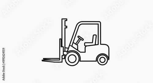 An illustration of a forklift truck operating indoors with industrial equipment.