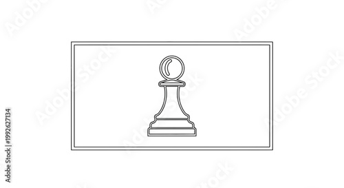 Minimalist Chess Pawn Icon - Black and White Line Art