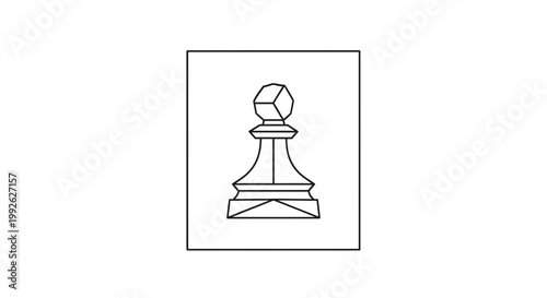 Minimalist Chess Pawn Icon Outline Drawing on White Background
