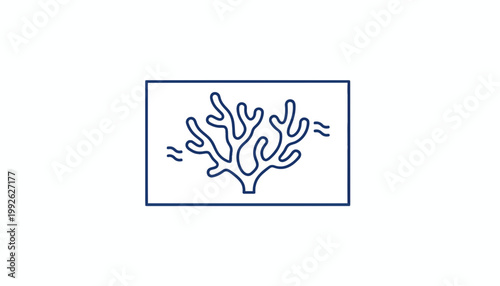Minimalist Coral Icon, Marine Life, Underwater Plant, Ocean Nature, Simple Vector Art