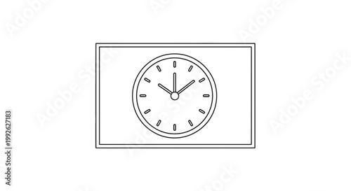 Minimalist Clock Face Icon on White Background, Time Concept