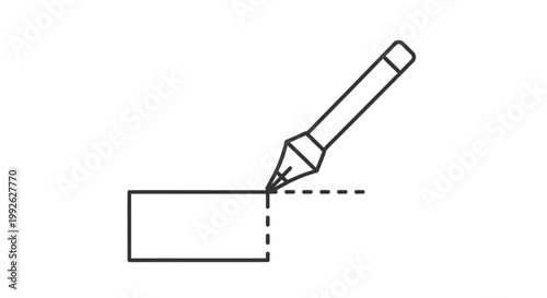 Digital Pen Drawing Line on Rectangle, Graphic Design Tool, Vector Art Creation