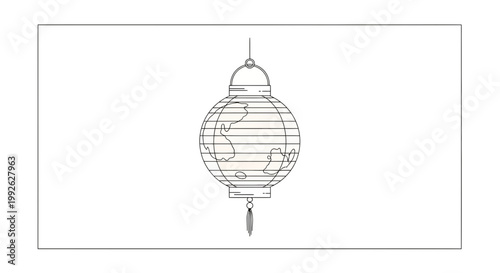 Elegant Asian Lantern with Earth Map Design, Illuminated Globe