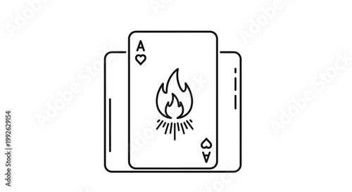 Ace of Hearts Card on Fire - Gambling, Luck, Risk, and Danger Concept