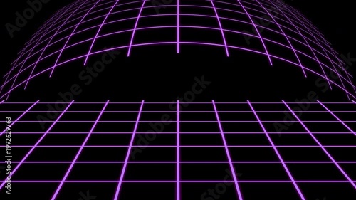 Professional perspective wireframe loop. Infinite 3D cyber floor for high-tech editing and modern digital graphics. 4K asset.