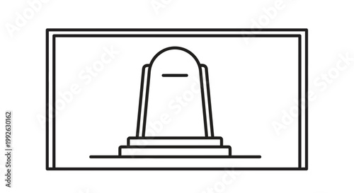 Simple Line Art Icon of a Tombstone on a Pedestal