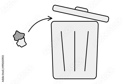 Person Throwing Trash into Garbage Bin for Clean Environment Awareness and Waste Management Concept Illustration
