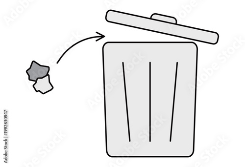 Person Throwing Trash into Garbage Bin for Clean Environment Awareness and Waste Management Concept Illustration
