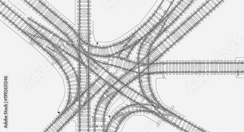 Complex railway junction with multiple tracks and switches.
