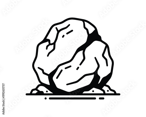 Black outline icon of a sturdy glacial erratic boulder resting on the ground.