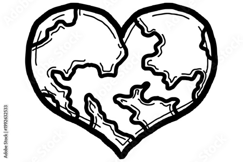 Love Earth Day Line Art Style