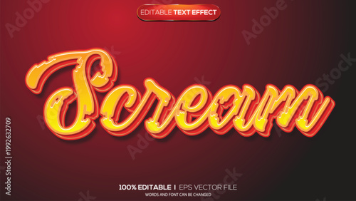 3d text effect scream theme
