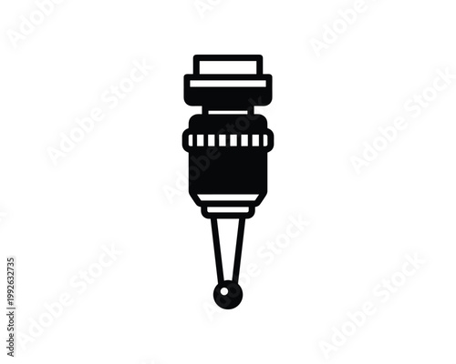 Black silhouette icon of a coordinate measuring machine probe or stylus for industrial inspection.