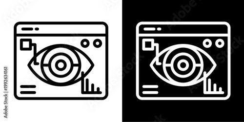 Data Analytics Screen Icon Set White Style Collection