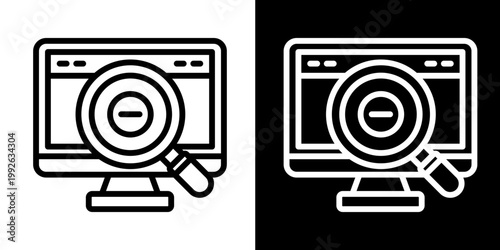 Zoom Search Icon Set White Style Collection