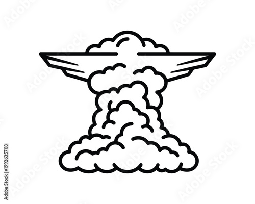 Detailed black outline illustration of a cumulonimbus anvil cloud icon.