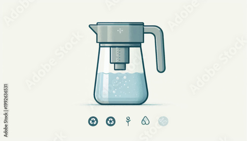 Glass Water Filter Pitcher with Handle.