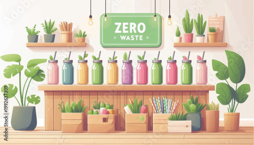 Reusable Water Bottles and Eco Friendly Plants.