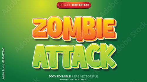 3d text effect zombie attck theme