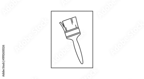 Paint brush icon, simple line art illustration of a paintbrush in a square frame