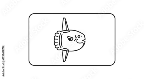 Minimalist Line Art Sunfish Icon - Ocean Dweller Vector Graphic