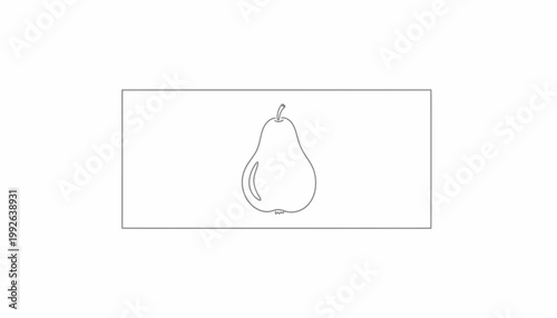 Minimalist Outline Drawing of a Pear on White Background